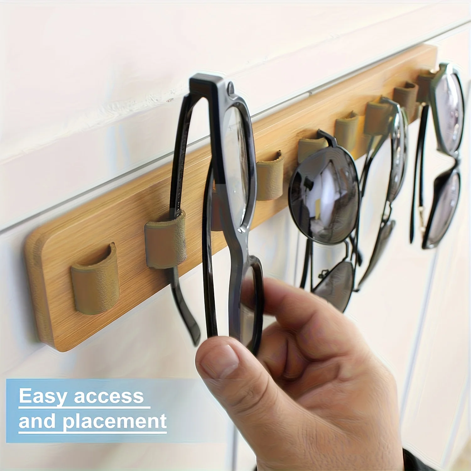 Wall-Mounted Eyeglasses Organizer Slots Bamboo Plastic Sunglasses Holder for Closet Entryway Bedroom Sunglasses Storage Gift