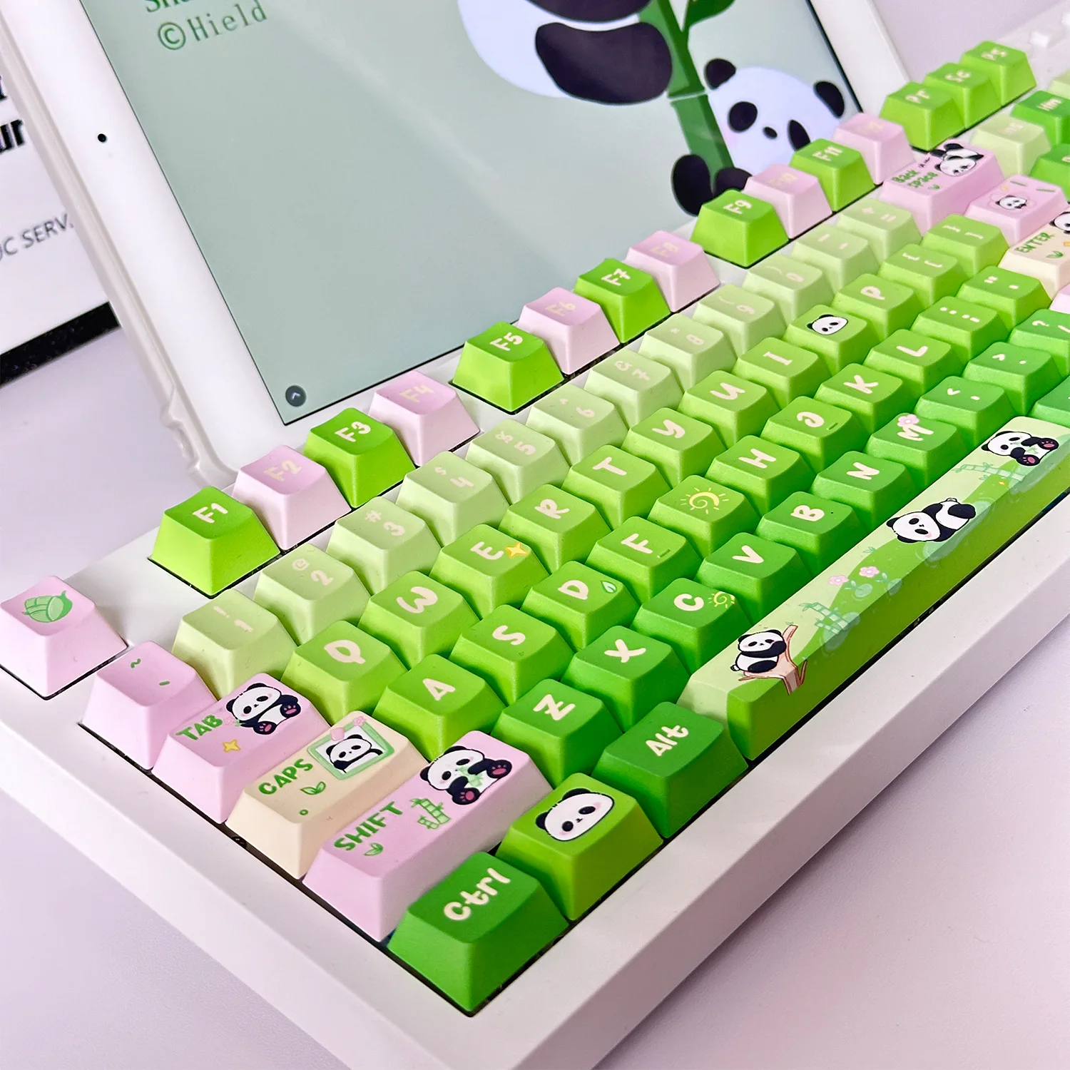 Cute Panda Theme Keycaps 125 Key Cherry Profile Pbt Thermal Sublimation Mechanical Keyboard  Personalized Creativity Keycaps