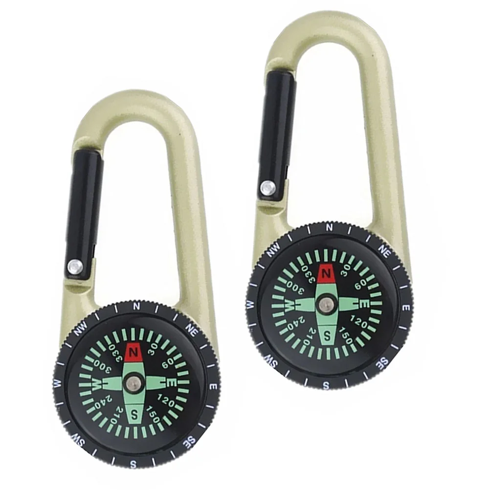 

2 Pcs Keychain Compass Outdoor Hiking Belt Carabiner Alloy Camping Quick Release Portable