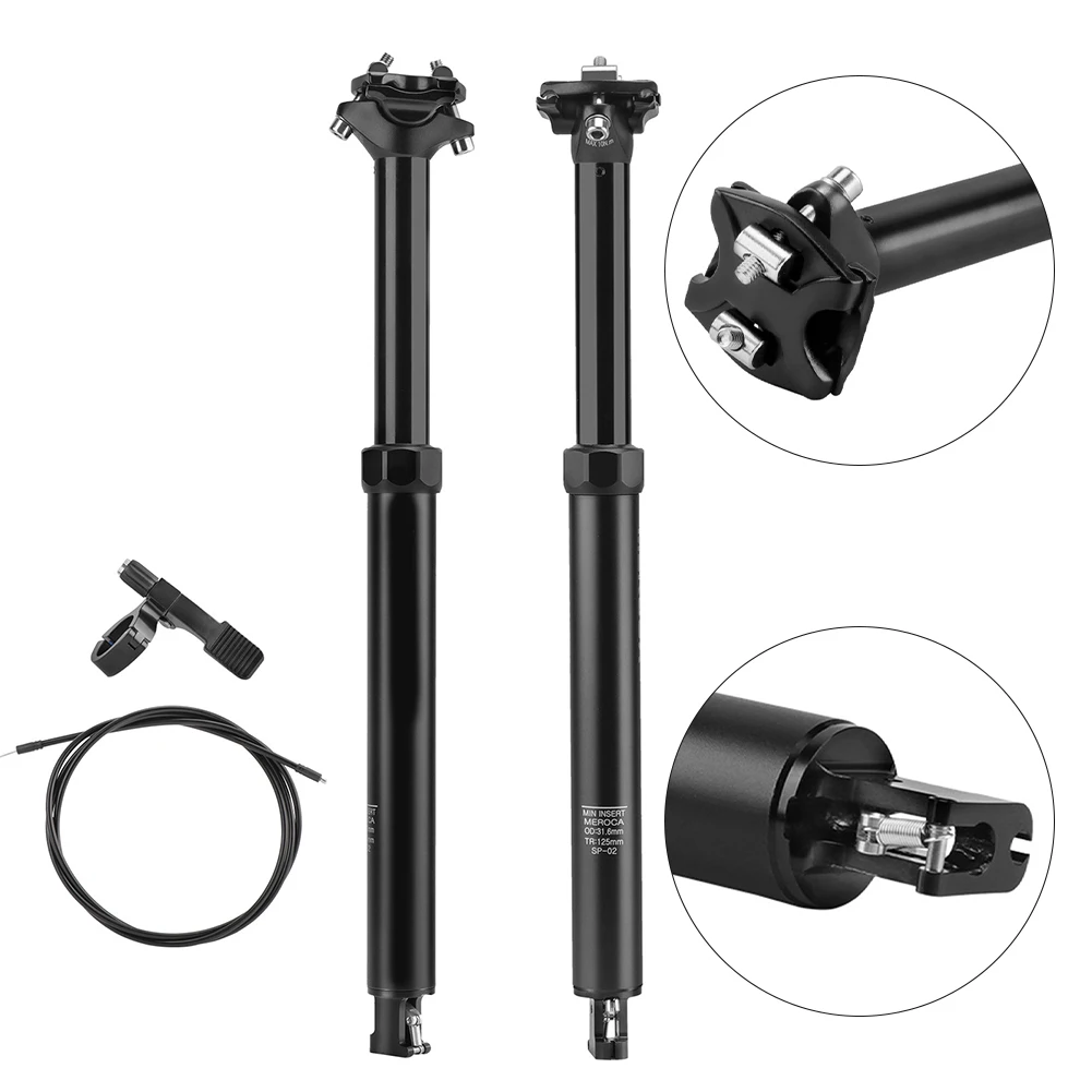 Bicycle Internal Cable Routing Seatpost 425mm 30.9/31.6mm Aluminum Alloy Remote Control Telescopic Seat Tube Bike Seatposts Part