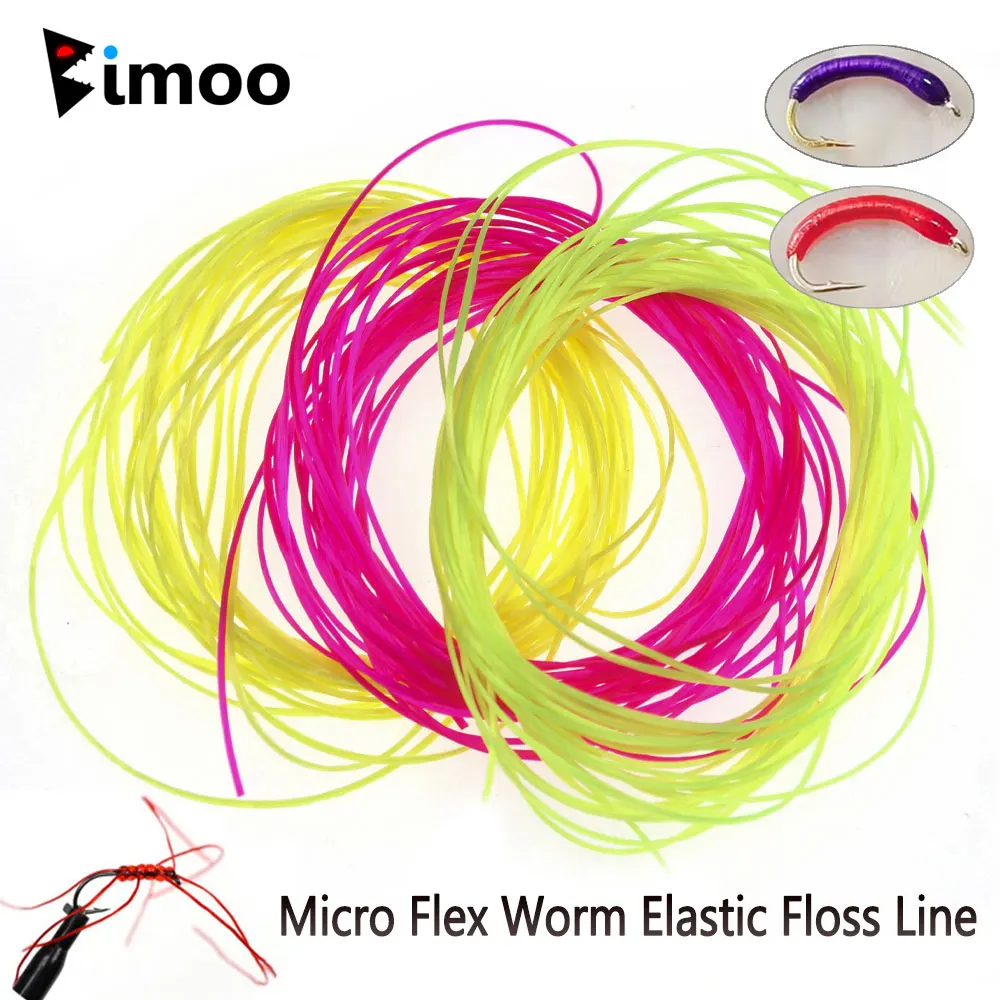 

Bimoo 4M 0.6mm Micro Flex Worm Elastic Floss Line Nymph Body Buzzer Flexi Worm Fly Streamer Sea Fishing Lures Fly Tying Material