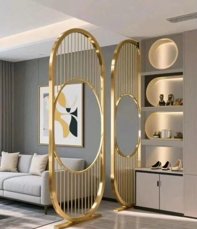 ej-Customized Modern Luxurious Living Room Partition Stainless Steel Screen with Laser Cut Interior Decoration&