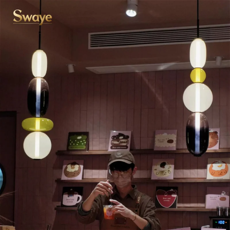 Modern Candy Glass LED Pendant Lights Creative Bedroom Restaurant Villa Lobby Suspension Lamp Design Home Decor Lighting Fixture