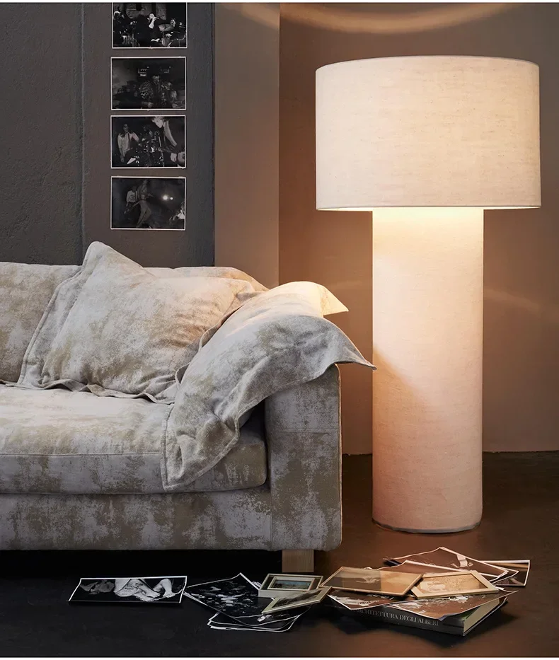 Italian Design Fabric Tubular Floor Lamp Modern Minimalist Living Room Restaurant Hotel Bar Floor Light Bedside Decor Table Lamp