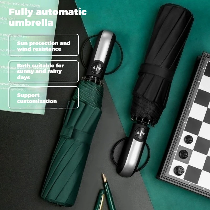 

Полностью автоматический трехкратный УФ-зонт | Легкий вес для поездок на работу и на открытом воздухе — быстрое открытие/закрытие