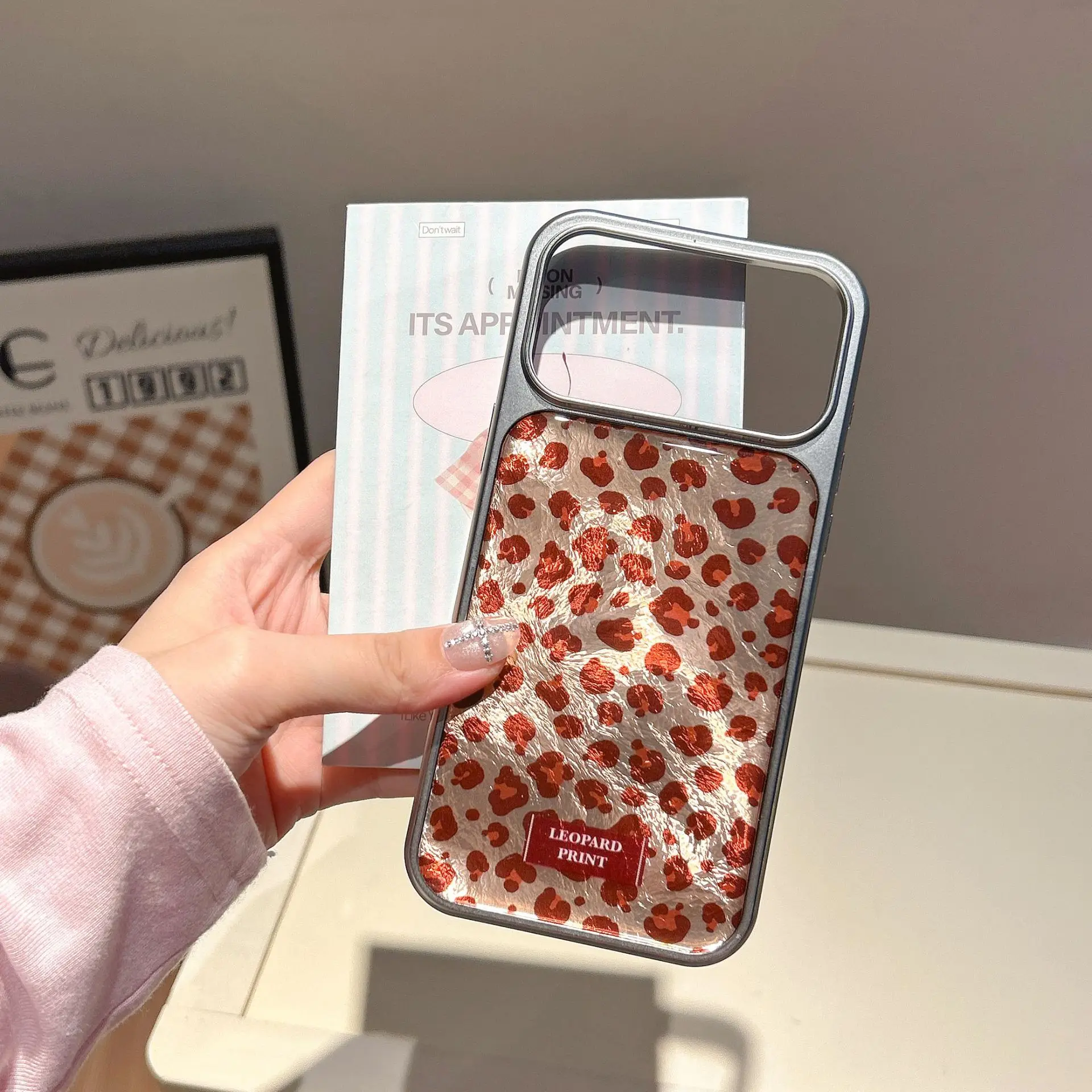 Sexy brown leopard print Autumn winter Plating Phone case For iPhone 17 16 15 14 13 Pro Max Case Cute Luxury shockproof Cover