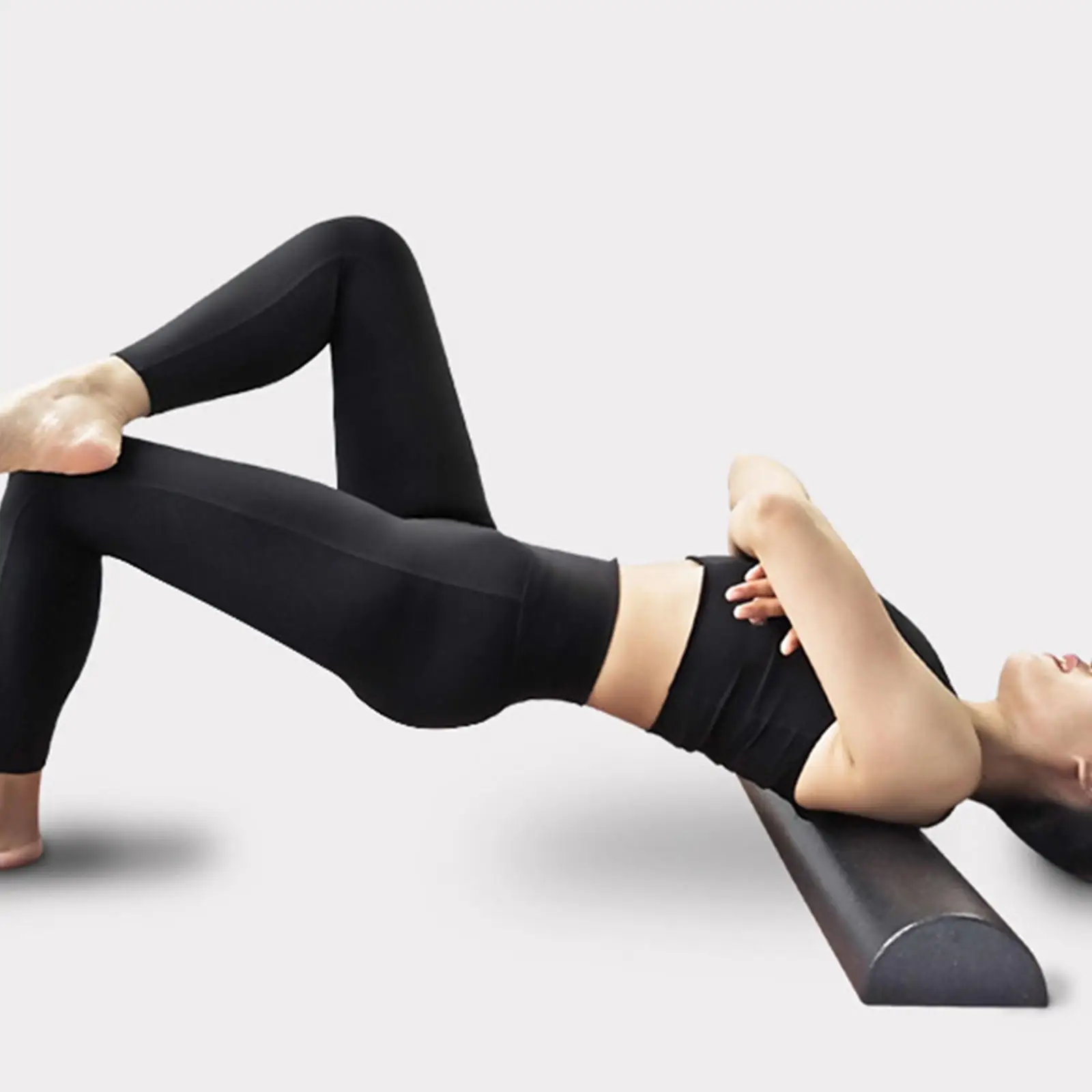 Fitness Yoga Column Roller Foam Half Round Portable Yoga Block for Muscle Massage Stretching Exercises and Pilates Sessions