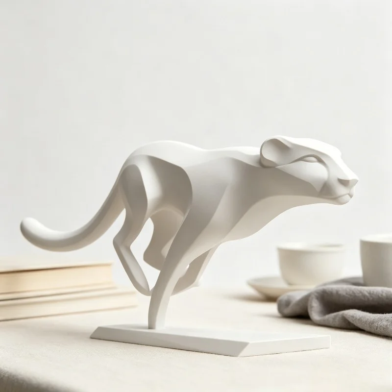 3D Printing Minimalist Cheetah Sculpture Ornament, Modern Art Desktop Decoration, Dynamic Modeling Figurine Desk Decoration