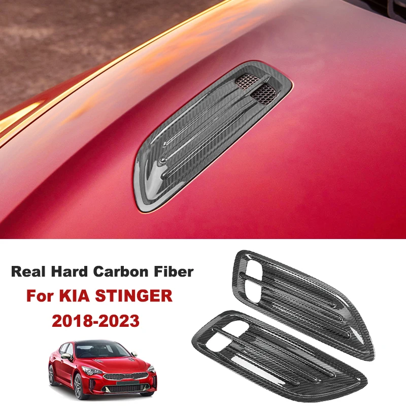 

Real Hard Carbon Fiber Car Sticker For Kia Stinger 2018 2019 2020 2021 2022 2023 Engine Hood Air Vent Decorative Cover Trim