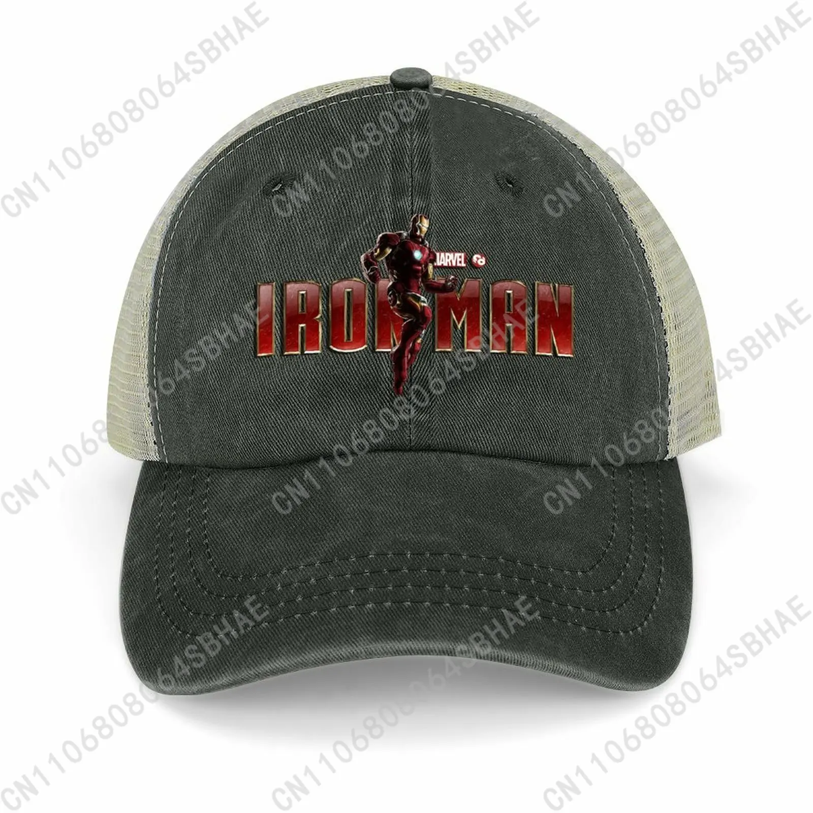 

Marvel Iron Man Mesh Cowboy Hat Hollow Ventilated Summer Cap Men Women Outdoor Sun Hat Adjustable Strap Custom Cosplay
