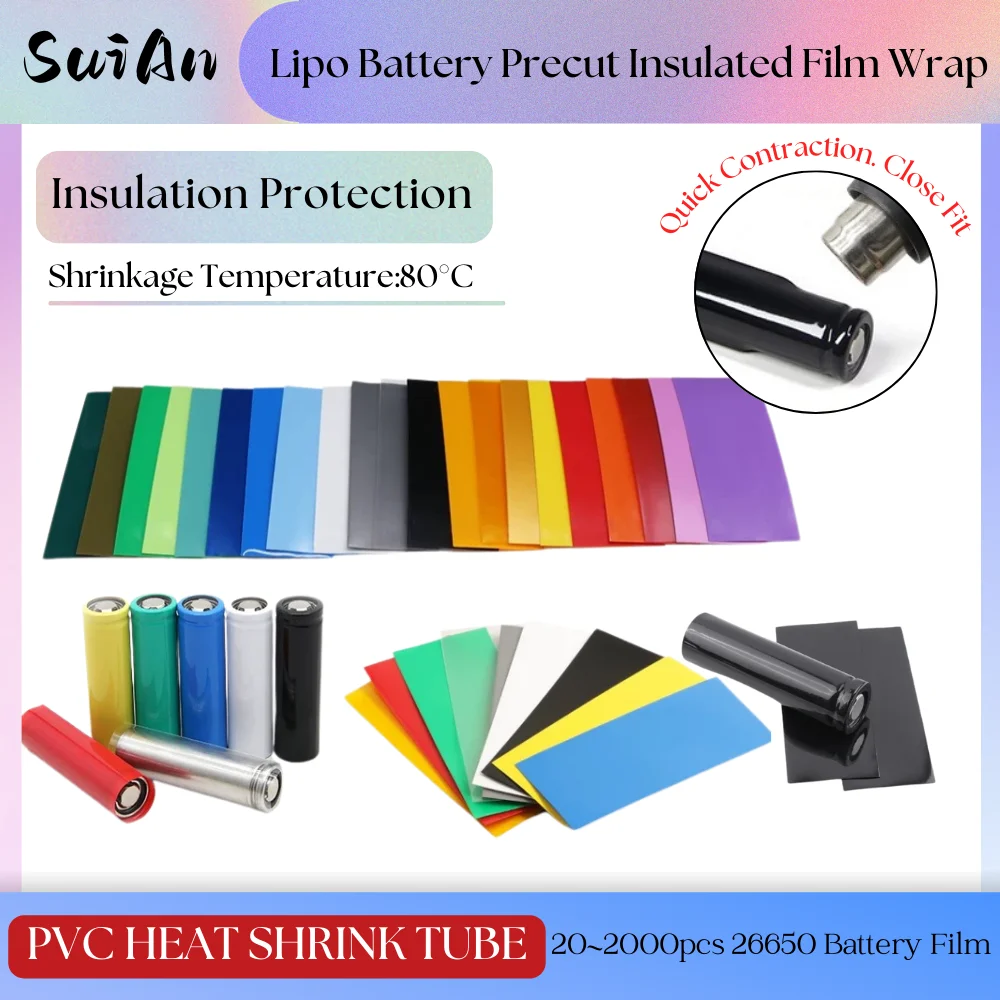 

26650 Battery Insulated Film PVC Heat Shrink Tube Film Precut Shrinkable Sleeve Tubing Protect Pipe Cover Batteries Wrap Case