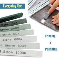 6Pcs Green Silicone Carbide Whetstone Set Sharpening Polishing Oil Stone 80-1000 Grit Sharpener Honing Stone for Knife Scissor