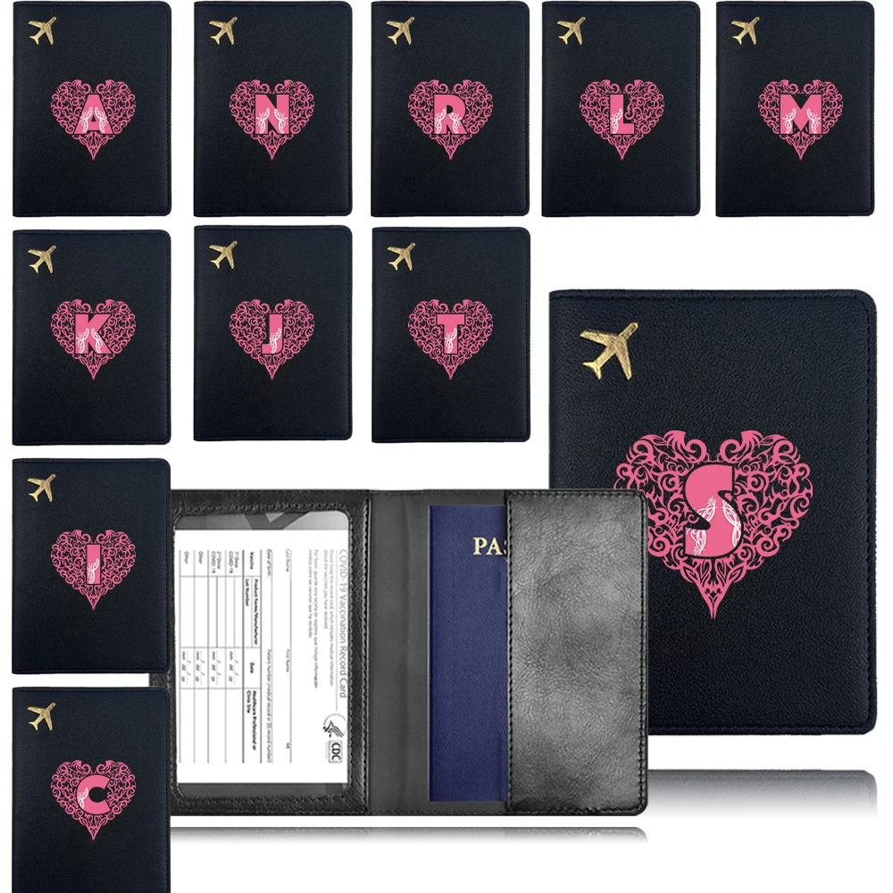 

Couple PU Passport Cover Travel Passport Case Business Passport Clip Pocket Bank Card Organizer Cover Love Letter Pattern