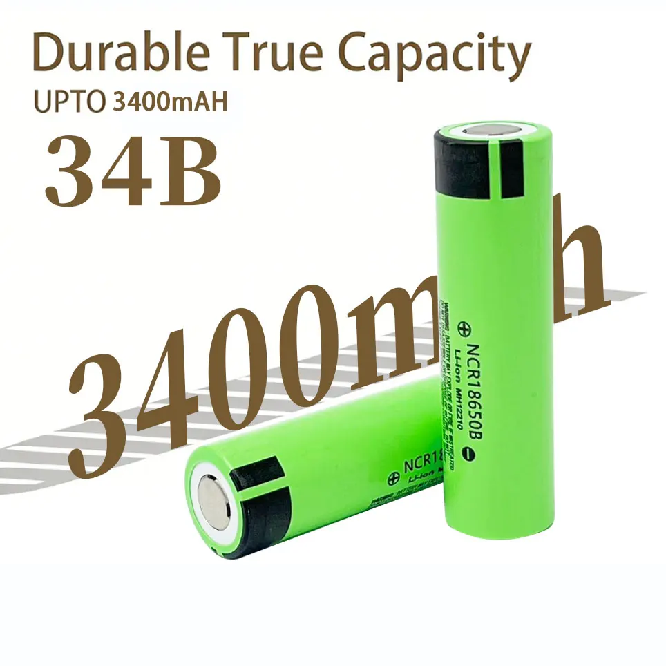Batterie au lithium rechargeable 18650 34B, 3.7V, 3400mAh, pour surveillance, lampe de poche, ventilateur portable, etc.