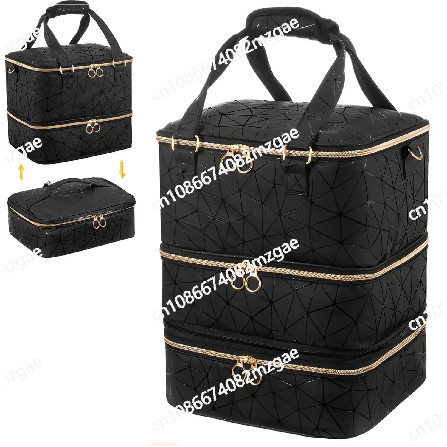 

Портативная съемная трехслойная сумка для хранения лака для ногтей большой емкости, вмещающая 84 бутылки световой коробки для ногтей