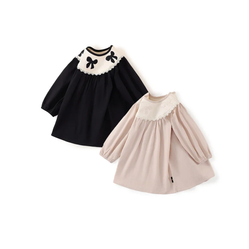 

Girls Dress Spring and Autumn New Embroidered Bow Retro Palace Style Fashionable Children's Dress