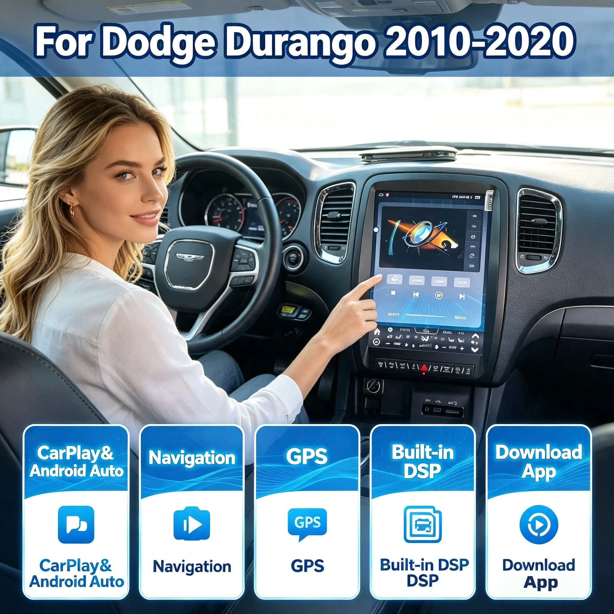 12.1 Inch Multimedia For Dodge Durango 2011-2020 Android Display GPS Navigation CarPlay Car Radio HD Touch Screen Stereo Auto He