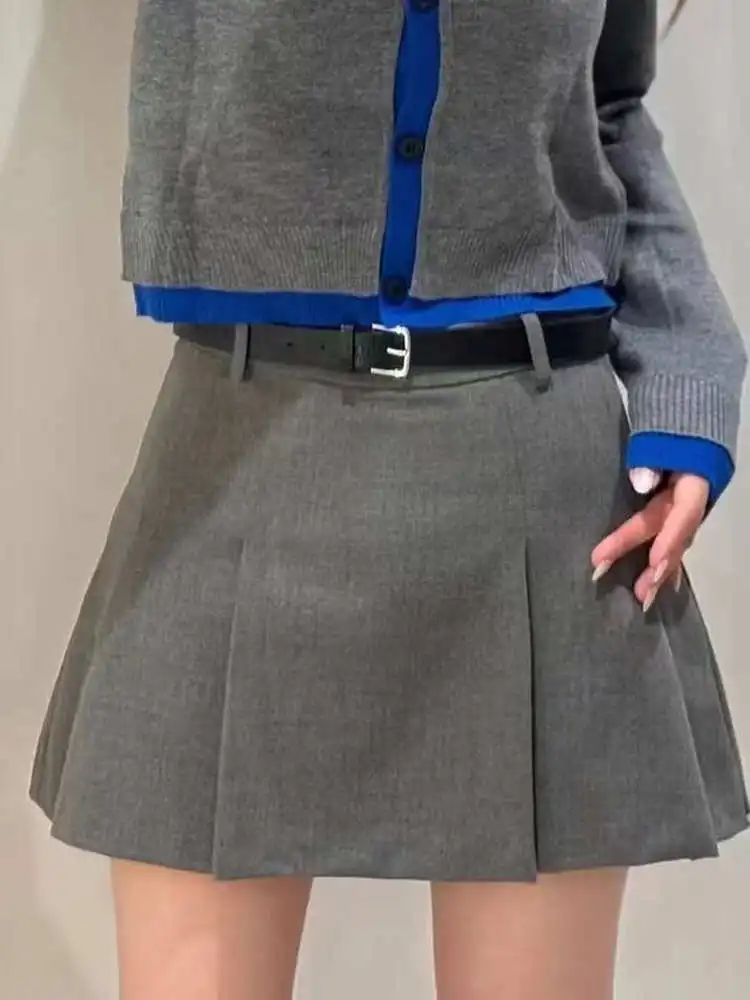 Faionable حزام مزين تنورة السراويل الساخنة فتاة Sle تنوعا عالية الخصر ألف خط تنورة ألياف البوليستر لا الكي المطلوبة #1