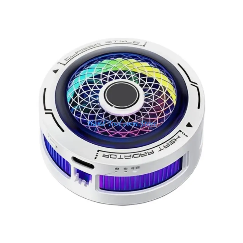 H37F Phone Cooling Fan for Gaming and Recording, Semiconductor Design with Attachment, Back Clip, and Multicolor Light