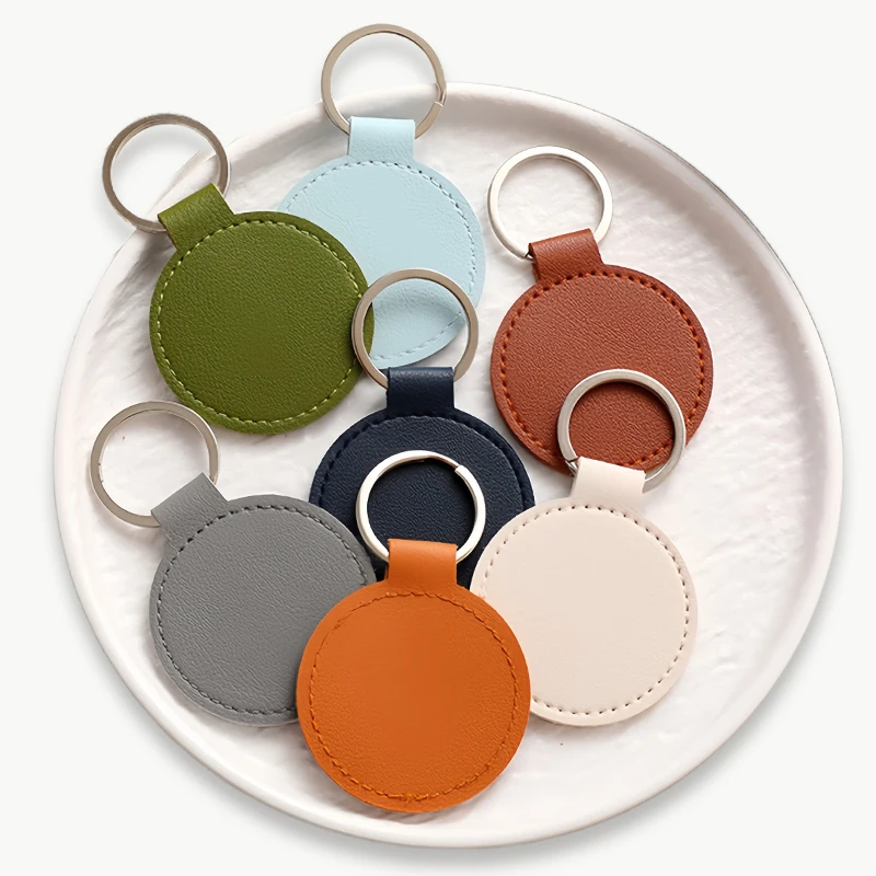 شعار مخصص سلسلة المفاتيح الجلدية المستديرة النقش بالليزر نص بو دائرة مفتاح سلسلة كيرينغ شخصية لنشاط الشركة هدية الأسرة #4