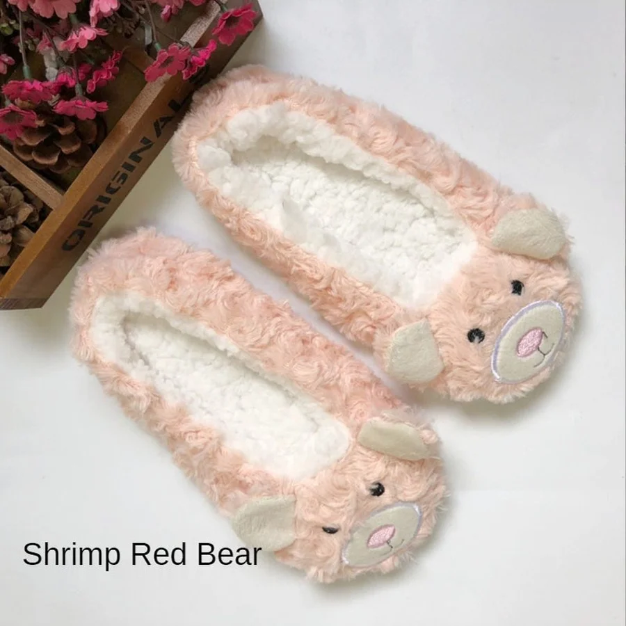 Fuzzy Socks Women Winter Fox Dog Cat Panda Plush Non Slip Sleeping Female Thicken Funny Cute Kawaii Cartoon Floor Slippers Sock