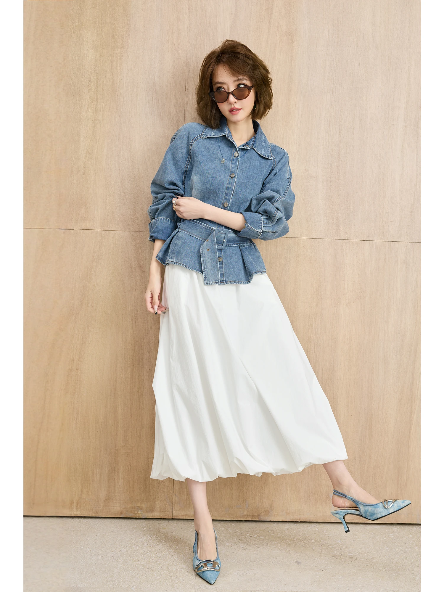 

Юбка миди Ele Bloom с высокой талией, женская, новый дизайн, простая, стройнящая, из смесового хлопка, с эластичной талией, весна 2026