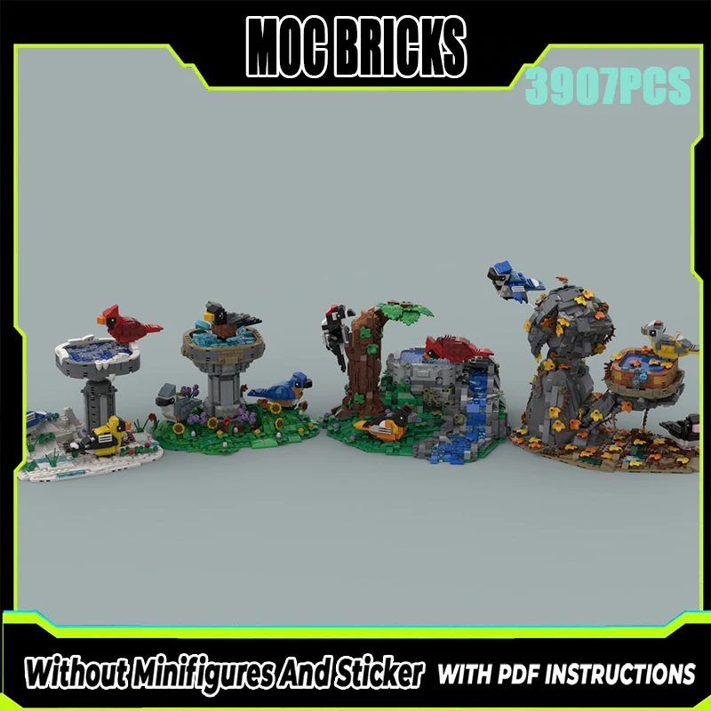 

Exquisite New Product MOC Building Blocks Art Model Four Seasons Bird Pool Technology Modular Children's Toy DIY Assembly Set