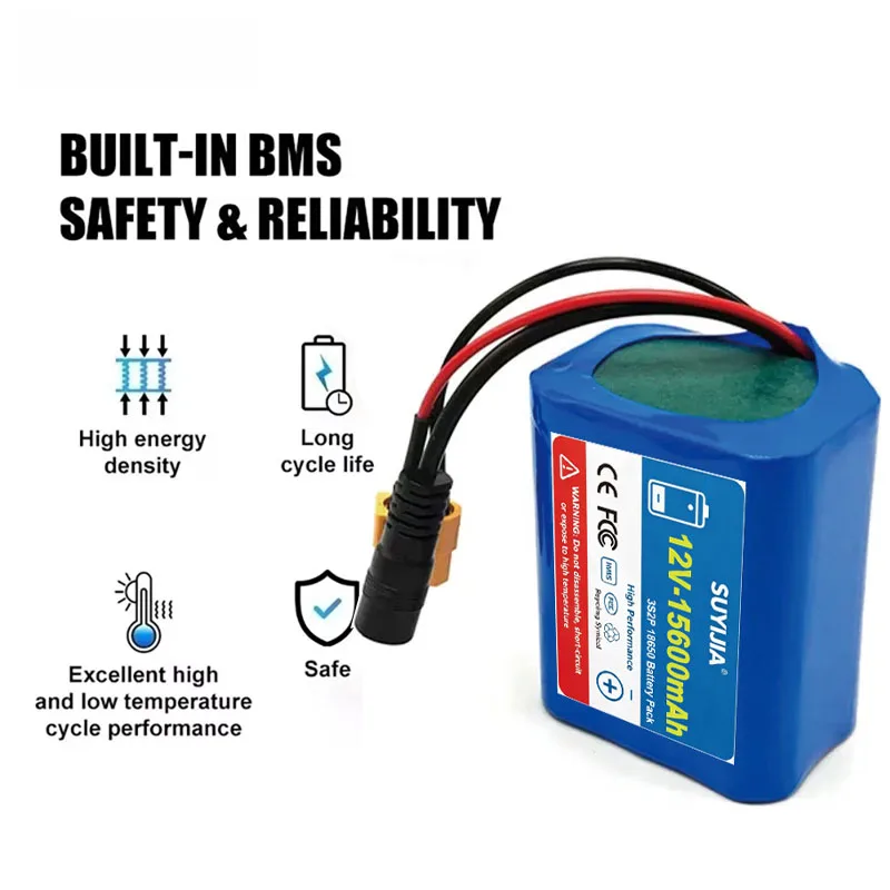 12V 15600mAh D50B GPS Bait Boat 18650 Lithium-ion Battery for Elevator Intercom Video Doorbell Emergency Light Emergency