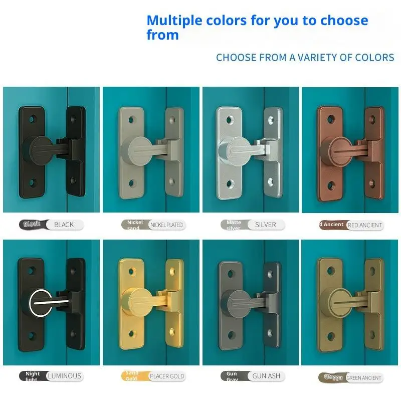 New Door Lock Zinc Alloy 90 Degree Sliding Door Latch Heavy Duty Barn Gate Bolt Protect Privacy Cabinet Closet