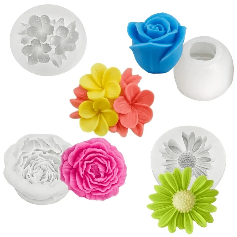 Four different shapes of flower-shaped silicone molds、Suitable for making candles and handmade soaps，and floral resin art pieces