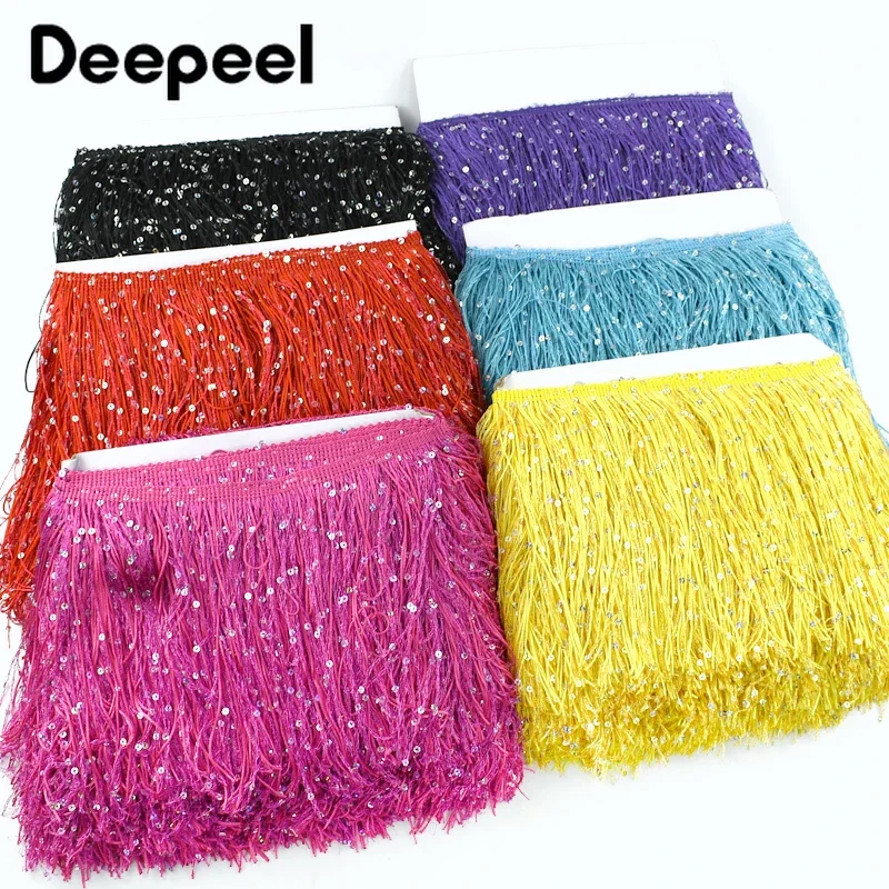 

1Meter 10/15/20/30cm Sequin Fringe Tassel for Sewing Lace Trim Evening Dress Decoration Fringes Fabric Garment Tassels Accessory