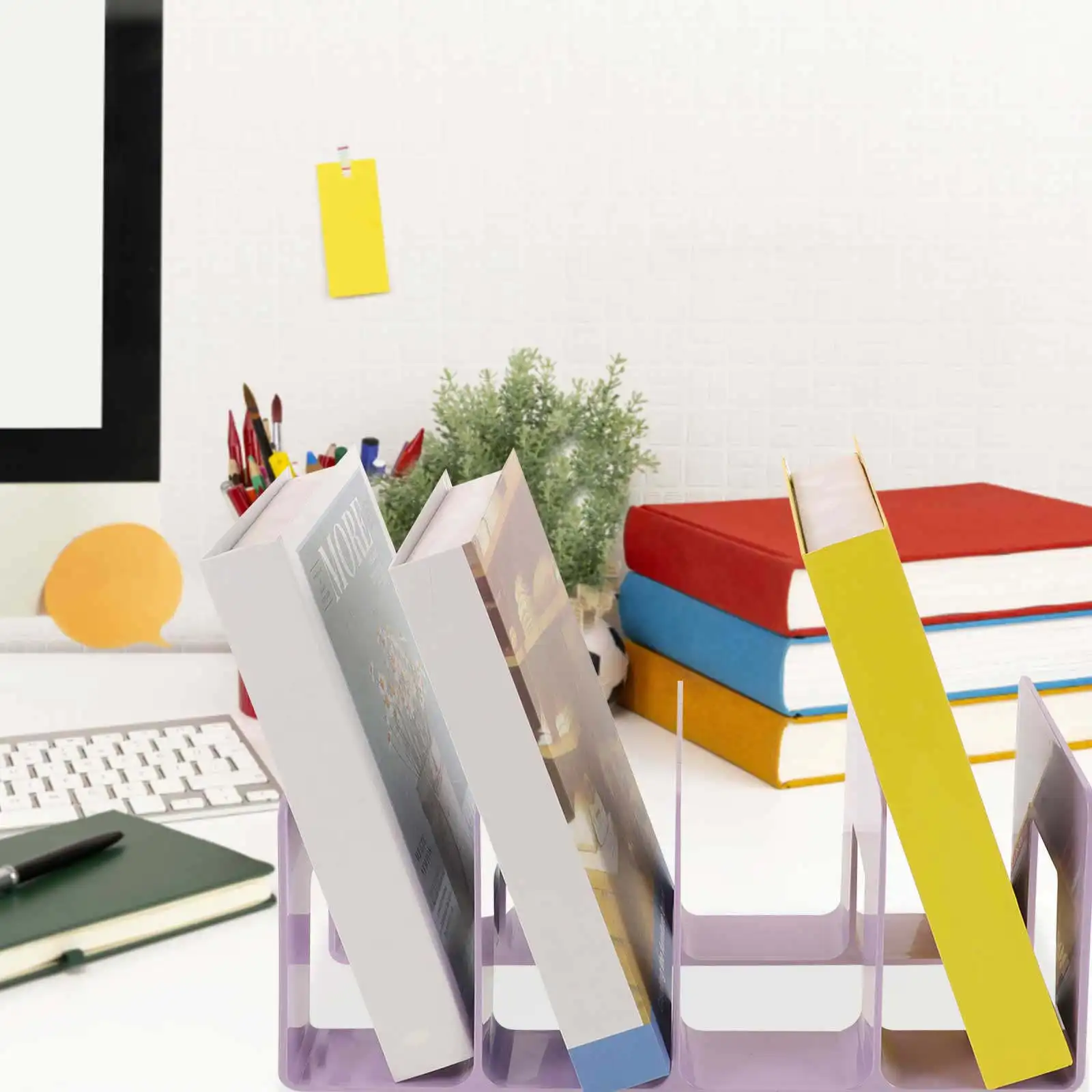 

Multi-Functional Bookend Thickened Plastic Desktop Book Storage Manager File Document Storage Rack Office Bookshelf Accessories