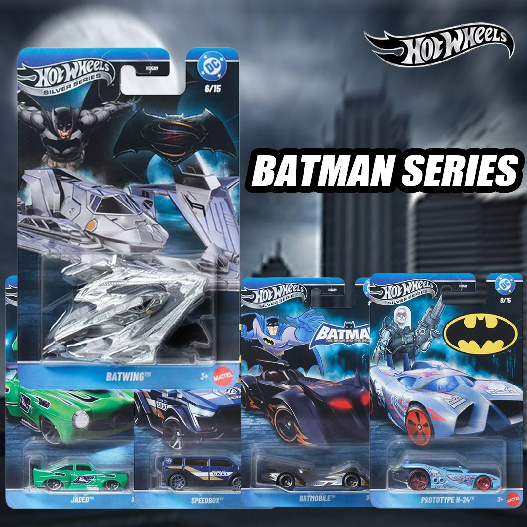 New Hot Wheels HDG89 Silver Series Batman Batmobile Batwing Series Alloy Car Model Die-Cast Batman Riddler Car Collection Gift