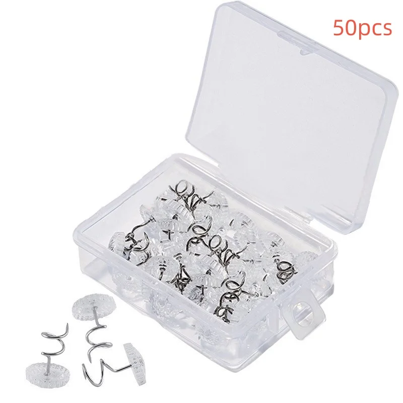 50/100pcs Transparent Twist Nail Pins For Sofa Sheet Plastic Head Pin Screw Fastening Safety Buckle for Fixed Blankets