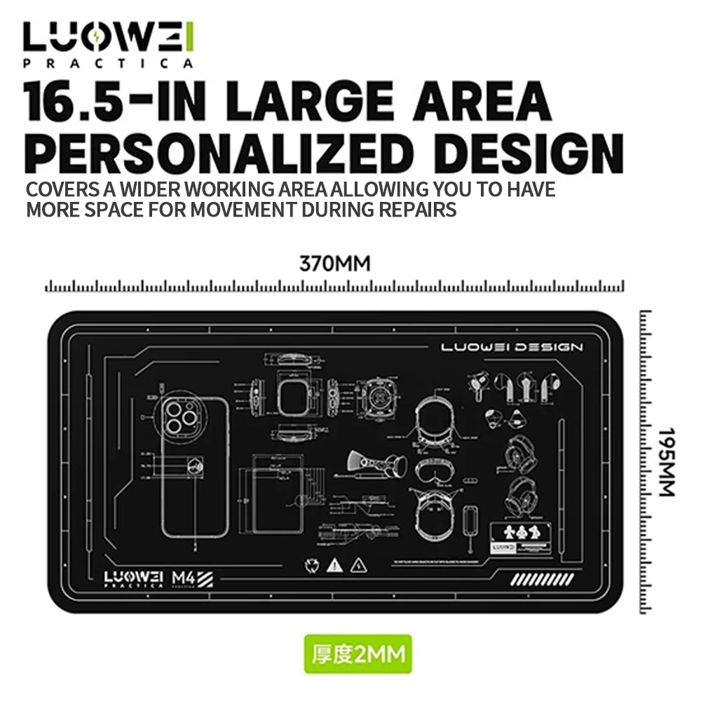 

Многофункциональный ремонтный коврик LUOWEI LW-M4, 16,5 дюймов, 500 ° Инструменты для ремонта материнских плат при высоких температурах: пайка и демонтаж