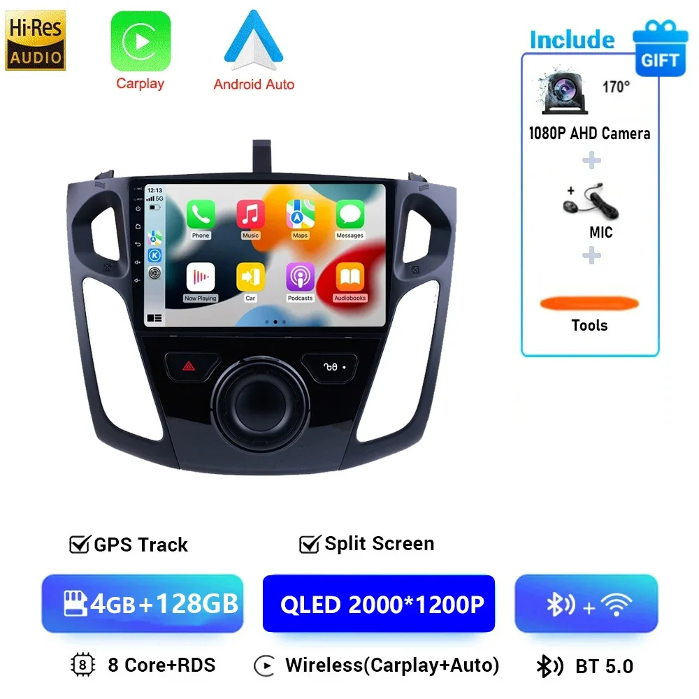 Draadloze CarPlay voor Apple Android Auto Radio GPS voor Ford Focus 3 MK3 2010 2011 2012 2013 2014-2019 multimedia RDS 4G WiFi
