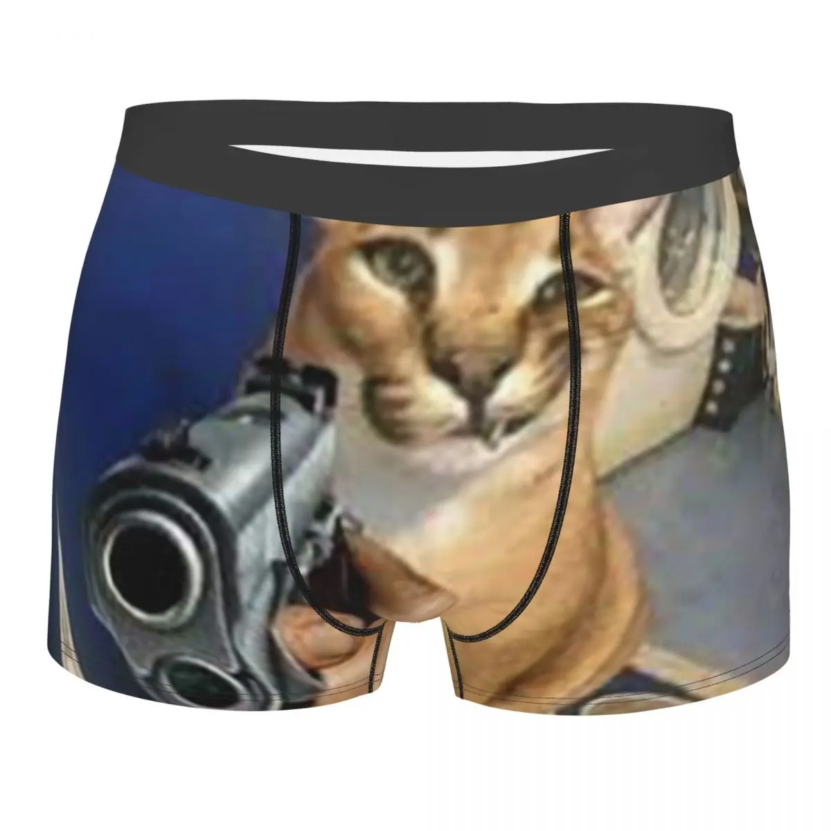 Big Floppa Gangsta Cat Underwear Men Print Custom Boxer Shorts Panties Briefs Soft Underpants