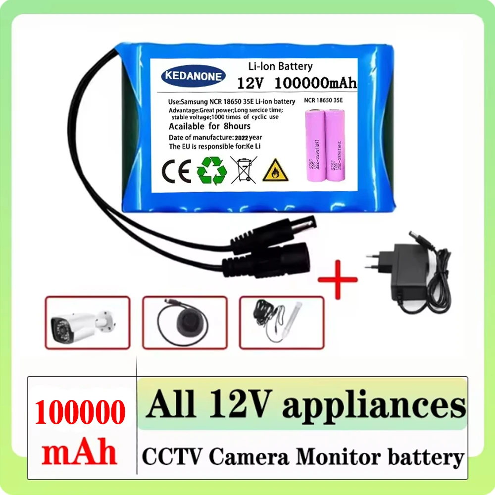 

NEW 12V 100Ah Original 3S2P Portable Super12V 100000mah Battery Rechargeable Lithium Ion Battery Pack Capacity DC 12.6v 120Ah