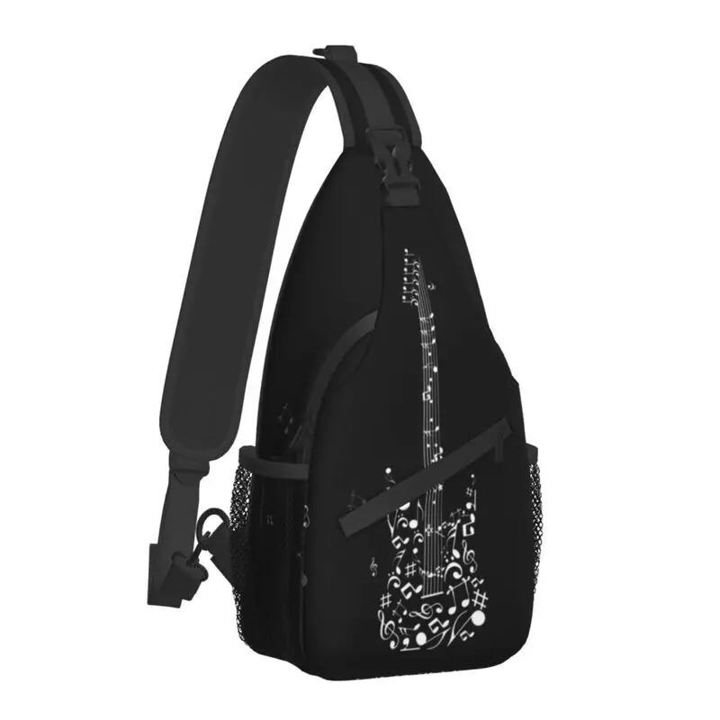 Guitar Music Notes Sling Chest Bag Custom Guitarist Gift Crossbody Shoulder Backpack for Men Traveling Daypack