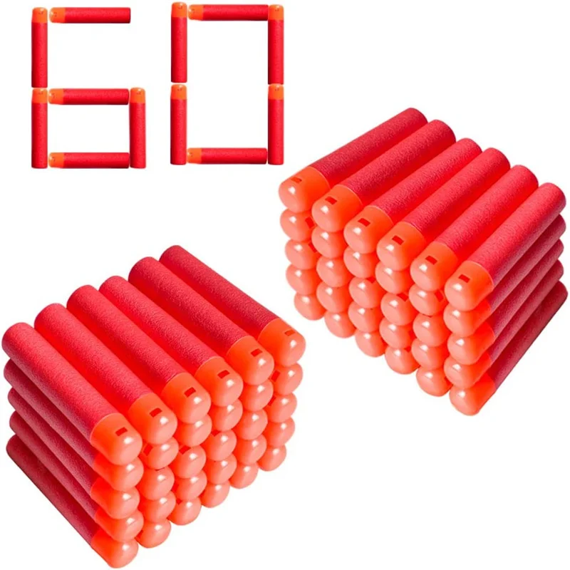 60Pcs Darts Bullets Refill Pack Compatible with Nerf N-Strike Mega Blaster Mastodon Twinshock Toy Guns