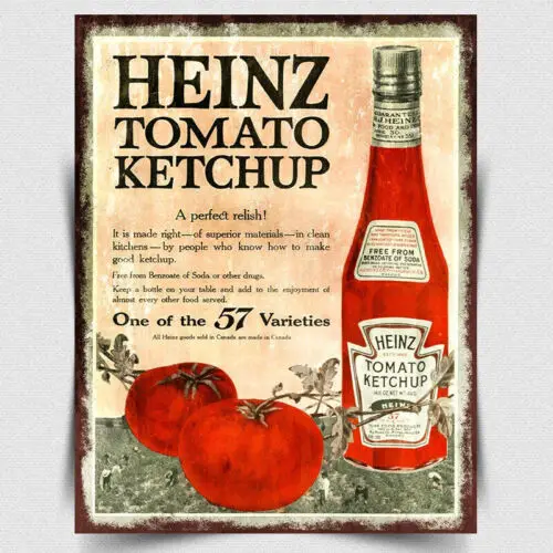 TOMATO KETCHUP METAL SIGN WALL PLAQUE Retro Vintage advert print kitchen-Aluminum