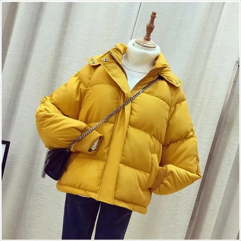 

2023 new women's down padded jacket autumn and winter warm casual loose coat with hood women's down padded coat