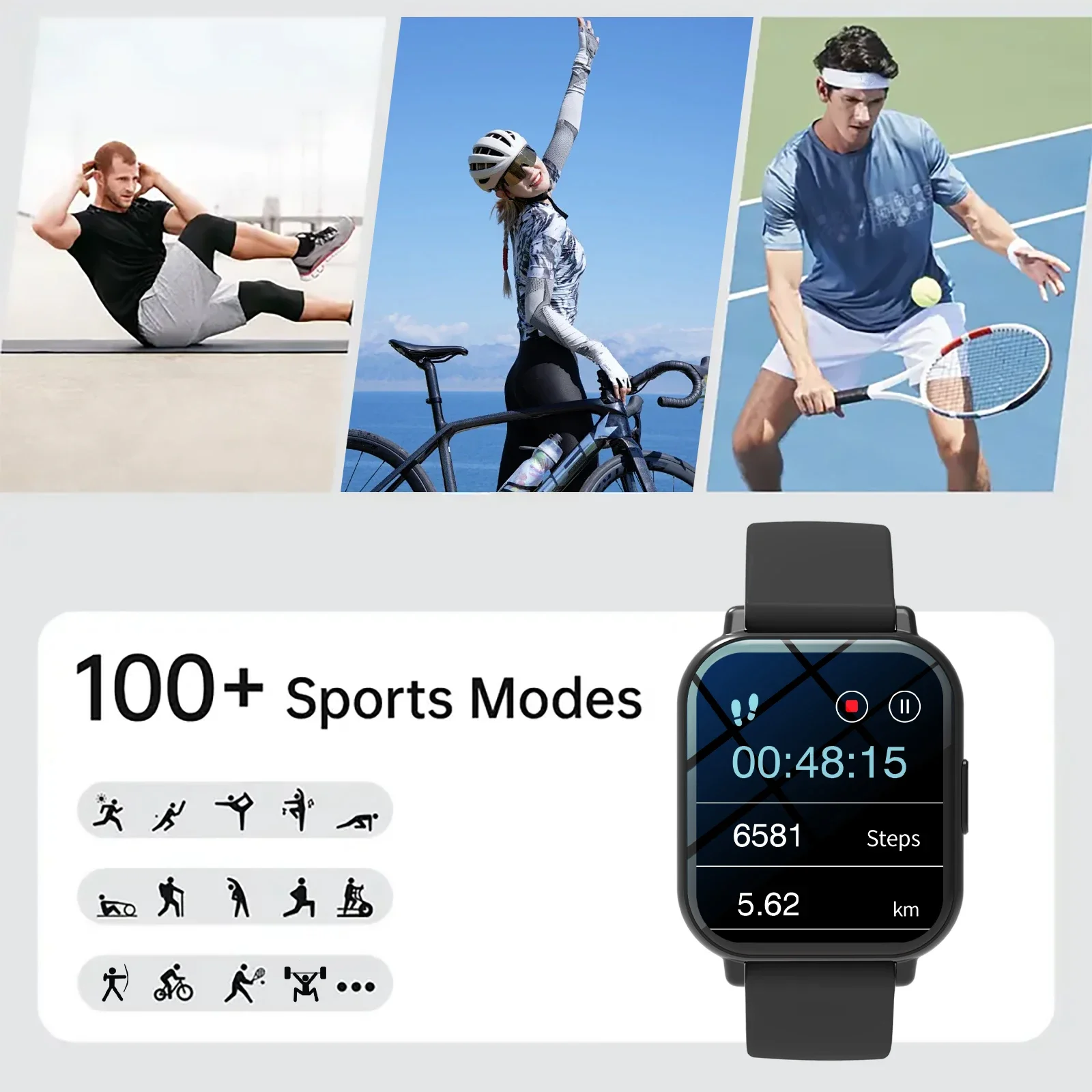 ساعة ذكية جديدة، ساعة رياضية عصرية للجنسين مع حزام من الفولاذ المقاوم للصدأ، مكالمات لاسلكية، وضع رياضي متعدد، تحكم بالموسيقى
