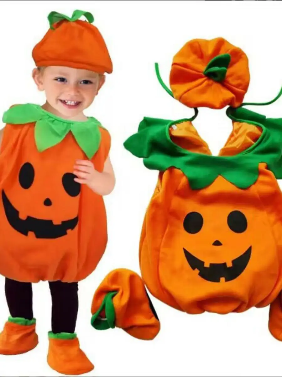 Loween Costume de citrouille pour enfants Tenue de bébé Costume de cosplay Costume de performance Polyester Tee-fibre d'acétate 00%