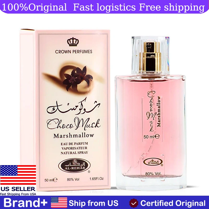 Al-Rehab Choco Musk Marshmallow Eau De Parfum para Mujer 50ml, Fragancia Duradera, Colonia con Feromonas, Portátil