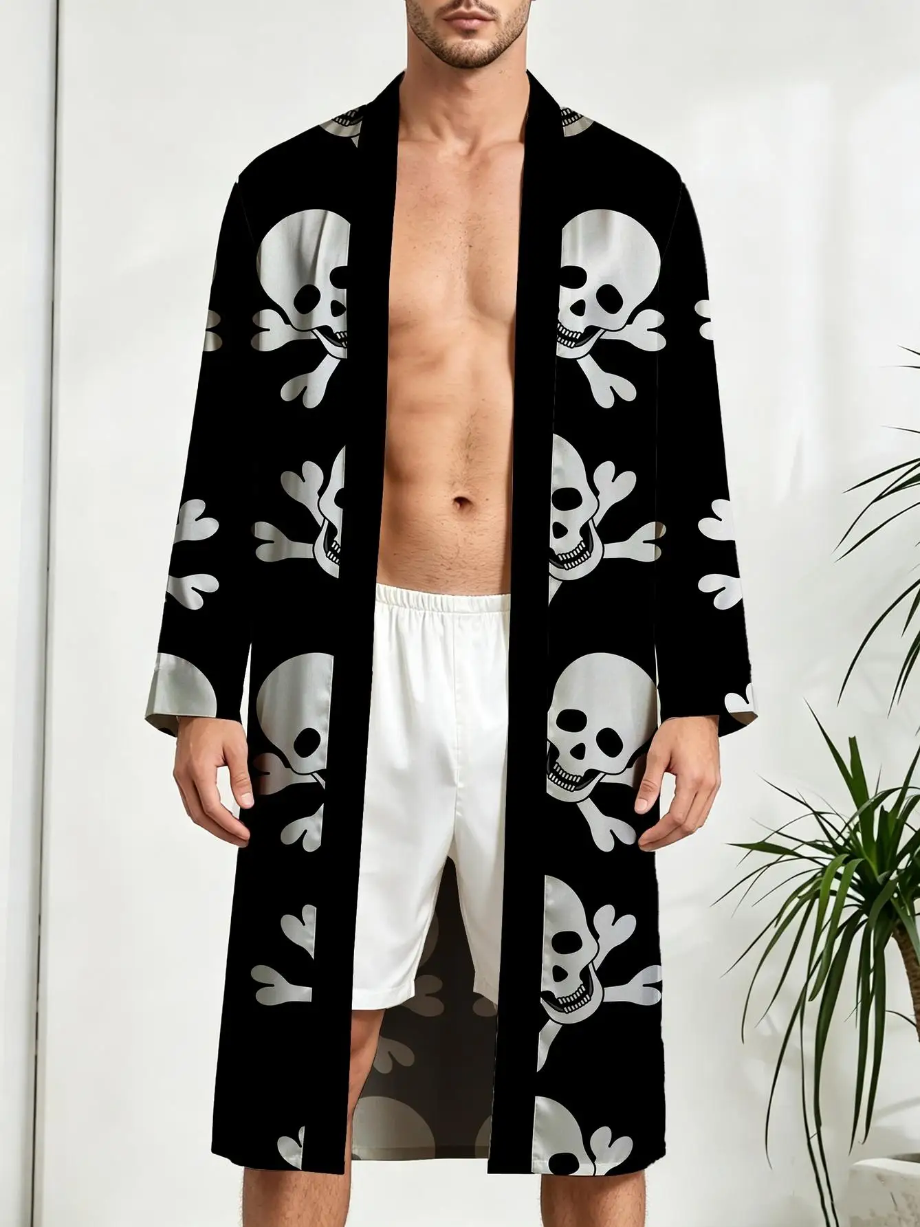 1pcs Men's Robes 2026 Spring/Summer Breathable Bathrobe Long Nightgown Robes sleepwear Funny pajamas 3D Printed Polyester