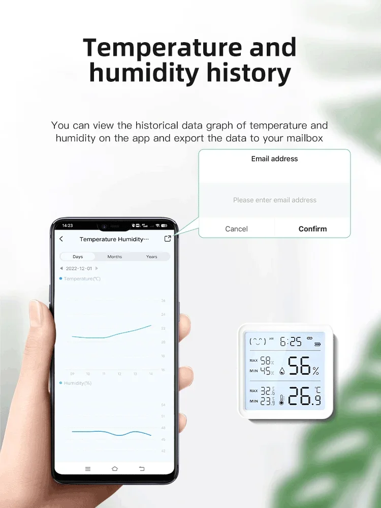 Tuya WiFi Temperatur-Feuchtigkeitssensor mit Hintergrundbeleuchtung, kompatibel mit Bluetooth APP, Fernbedienung, Thermometer und Hygrometer