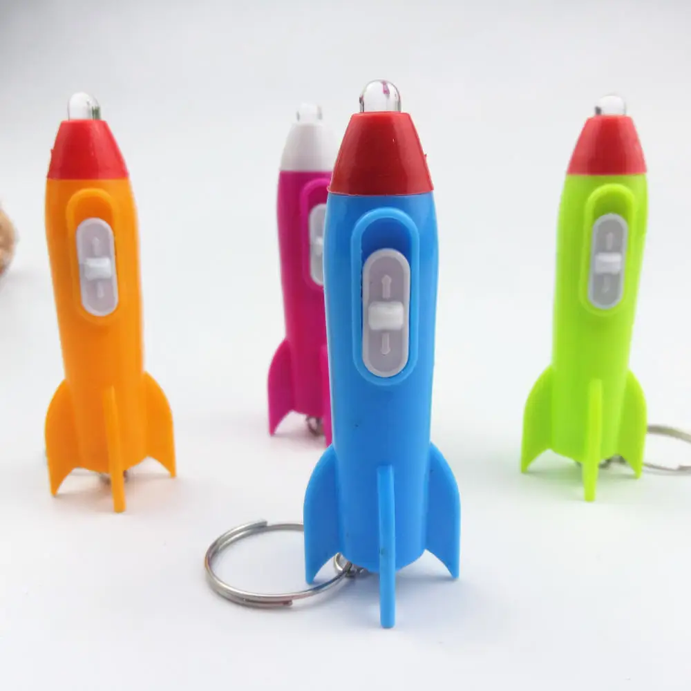 Cute Cartoon Rocket Led Keyring Light Glowing Pendant Creative Decorative Ornament For Kids School Party Small Gifts