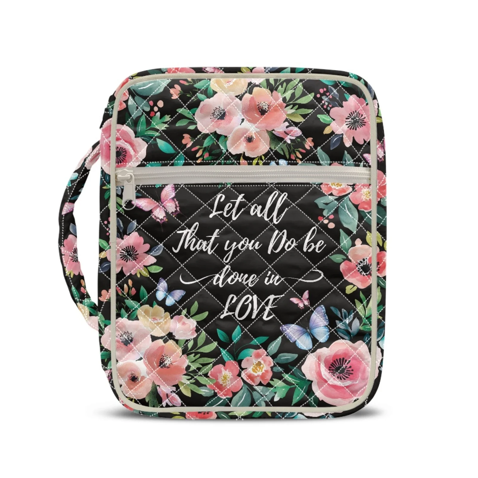 Coloranimal Portable Quilted Bible Case Waterproof Quilted Bible Cover for Spiritual Floral Butterfly Pattern 2026 Collection