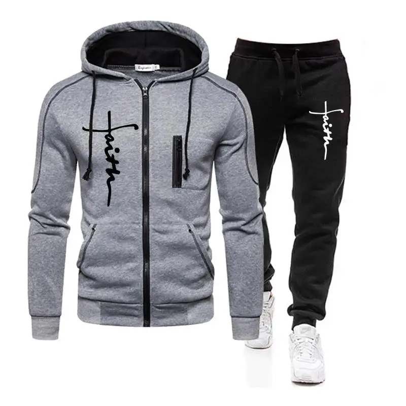 Outdoors Hoodie Daily Men\'s Clothing Jogging Casual Sports Suits Two Piece Set of Zipper Jacket and Pants 2024 New